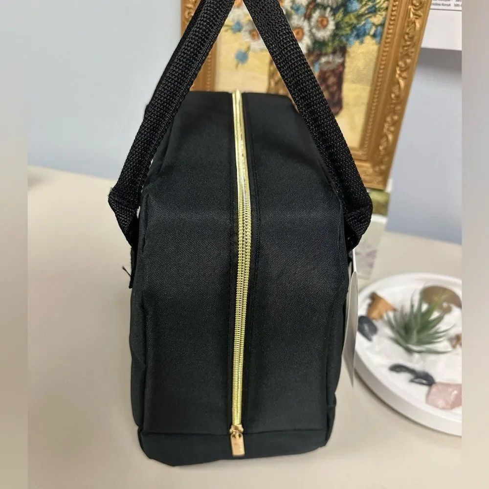 fit + fresh Bloomington Black Lunch Tote Bag w/ Handles Ice Pack & 2 Containers